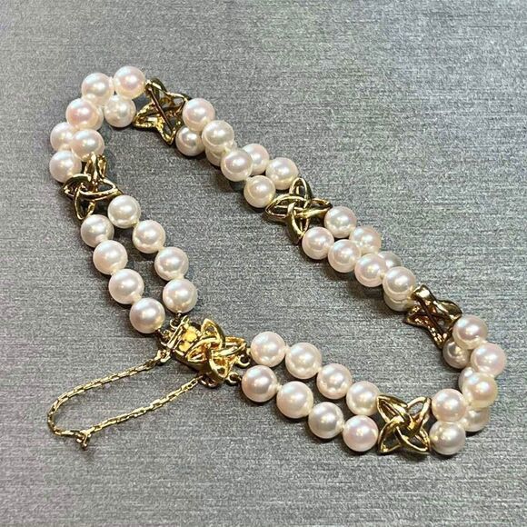 Mikimoto Estate Akoya Pearl Bracelet 18k Gold 5.1 mm Certified $4,950 210634 - Picture 2 of 9